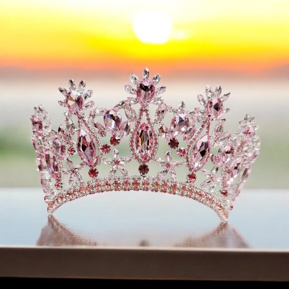 Pink Wedding Crown, Royal Princess Crown, Homecoming Prom, Quinceanera Crown main image 3